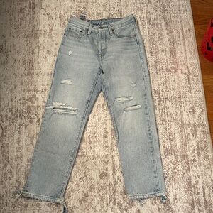 Levi's Light Blue Distressed Ankle Jeans